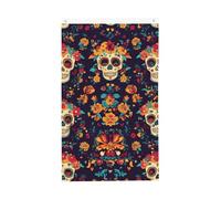 Bandiere a forma di scheletro, 9 x 1,5 m, con teschio messicano, bandiera da giardino a doppio lato, per casa, cortile, esterno, interno, festa decorativa