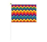 Bandiere a forma di W geometriche con colori arcobaleno Pride piccole bandiere tenute in mano, mini bandiere su bastone per feste, attività di squadra, sfilate, decorazione per le vacanze, confezione