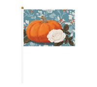 Bandiere a forma di zucca, bianche, vintage, con rosa, piccole bandiere da tenere in mano, per feste, attività di squadra, parate, decorazione per le vacanze, confezione da 10