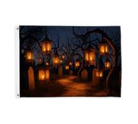 Bandiere a lanterna per esterni, Halloween gotico albero tomba Halloween arancione bandiere decorative per esterni con anello di tenuta decorazione per portico anteriore balcone terrazza patio 0,6 x