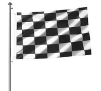 Bandiere a scacchi da corsa bianche e nere per esterni, 6 x 9 m, bandiera stagionale da giardino con occhielli bandiera esterna per decorazioni per la casa sfondo fotografico