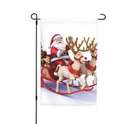 Bandiere a slitta con renna di Babbo Natale per esterni, 30,5 x 45,7 cm, stampa su entrambi i lati, bandiere da giardino per esterni, bandiera per vacanze con occhielli, bandiera per casa da cortile