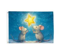 Bandiere a stella per esterni, fantasioso topo giocoso cielo blu inverno banner decorativo per esterni con occhiello decorazione per balcone terrazza giardino ingresso casa 6 x 0,9 m