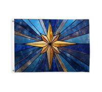 Bandiere a stella per esterni, vetro colorato, artistiche, blu, oro, inverno, blu, bandiere decorative per esterni, resistente allo sbiadimento, decorazione per balcone, terrazza, giardino, ingresso