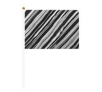 Bandiere a strisce bianche e nere, confezione da 6 e 10 bandierine portatili, striscioni su bastone, piccole bandiere per sfilate, feste, bar, compleanni