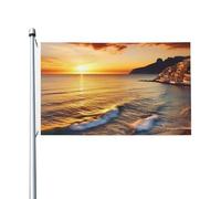 Bandiere al tramonto sul mare per esterni, 9 x 1,5 m, bandiera stagionale da giardino con occhielli bandiera esterna per decorazioni per la casa sfondo fotografico