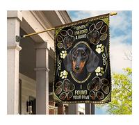 Bandiere All'Aperto Doppio Lato Bandiera Da Cortile Deluxe Bandiera Da Giardino Decorazione Per Patio Esterni Cane Bassotto Nero Focato Quando Avevo Bisogno Di Una Mano Ho Trovato La Tua Zampa M