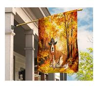 Bandiere All'Aperto Doppio Lato Bandiere Pirati Deluxe Bandiera Da Giardino Decorazione Per Cortile Interni Giardino Divertente Stampa Di Un Basset Hound In Un Boschetto Autunnale Da Sogno S