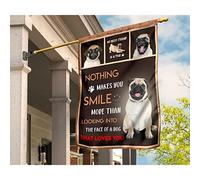 Bandiere All'Aperto Doppio Lato Bandiere Pirati Divertente Bandiera Da Cortile Decorazione Per Patio Interni Esterni Cane Carlino Nero Focato, Niente Ti Fa Sorridere Di Più Di Guardare Un Cane S