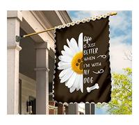 Bandiere All'Aperto Durevole Bandiere Pirati Bandiera Da Giardino Decorazione Per Patio Giardino Fattoria Daisy Flower Dog Paw La Vita È Semplicemente Migliore Quando Sono Con Il Mio Cane S