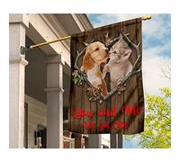 Bandiere All'Aperto Durevole Bandiere Pirati Deluxe Bandiera Da Giardino Decorazione Per Camera Da Letto Giardino Patio Coppia Gatto E Cane Che Si Baciano In Modo Romantico Tu Ed Io Ce La Faremo S