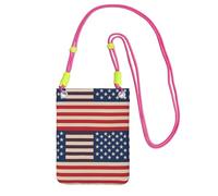 Bandiere americane Borsa a tracolla per telefono per donne uomini impermeabile mini borsa per cellulare portafoglio piccole borse a tracolla con cinturino regolabile da viaggio sacchetto per cellulare