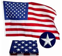 Bandiere americane da 2 x 10 m per esterni - Bandiera degli Stati Uniti all'aperto con stelle ricamate e strisce cucite | Bandiere e striscioni da esterno con occhielli