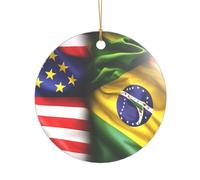 Bandiere americane e brasiliane stampa regali di nozze personalizzati, Mr & Mrs Natale ornamento acrilico per sposi e coppie