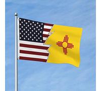 Bandiere americane e del New Mexico in stile strappato, 3x5, per esterni, bifacciali, con 2 occhielli in ottone, per decorazioni da giardino, nere.