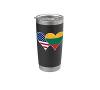 Bandiere americane e lituane Cuori vintage Lituania e Stati Uniti d'America Bicchiere termico in acciaio inox doppia parete