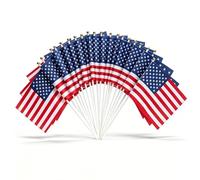 Bandiere americane su bastoncini, 20 pezzi, bandiere statunitensi con asta da 30 cm, per 4 luglio 2026, Coppa del Mondo, Giorno dell'Indipendenza, 250° anniversario, Giorno della Memoria, Decorazioni