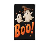 Bandiere arancioni retrò con fantasmi marroni da strega cappello da strega, bandierine per casa da cortile, 0,9 x 1,5 m, con occhielli, decorazioni per interni ed esterni, feste per la casa