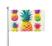 Bandiere arcobaleno ananas cartone animato per esterni 9,6 x 1,5 m, bandiera stagionale da giardino con occhielli bandiera esterna per decorazioni per la casa sfondo fotografico