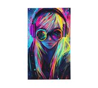 Bandiere arcobaleno con bella ragazza con capelli lunghi per la casa, 0,9 x 1,5 m, striscione di auguri con occhielli per interni ed esterni, decorazioni per la casa