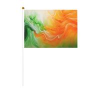 Bandiere astratte a mano con colori arancioni e verde brillante, mini bandiere su bastone per feste, attività di squadra, parate, decorazione per vacanze, confezione da 10