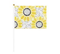 Bandiere astratte con girasoli, confezione da 6 e 10 bandierine da sventolare a mano, per sfilate, feste, bar, compleanni