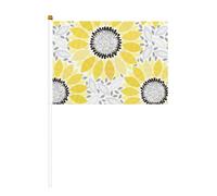 Bandiere astratte con girasoli sventolanti su entrambi i lati e mini bandiere a bastone, adatte per decorazioni per feste e attività