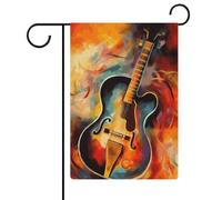 Bandiere astratte da giardino a forma di chitarra ad acquerello 30,5 x 45,7 cm a doppia faccia bandiera esterna estiva bandiera floreale benvenuto giardino bandiere stagionali decorazioni per le