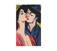 Bandiere astratte da giardino con scritta "Bacio, donna", striscione di auguri per le festività natalizie, con occhielli, per interni ed esterni, decorazioni per la casa.