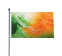 Bandiere astratte per la casa da cortile con onde di colori arancioni e verde brillante, 0,9 x 1,5 m, striscione di auguri con occhielli per interni ed esterni, decorazioni per la casa
