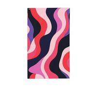 Bandiere astratte rosa e rosse con linee curve da cortile, 0,9 x 1,5 m, striscione di auguri con occhielli per interni ed esterni, decorazioni per la casa per feste