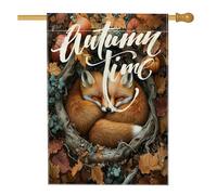 Bandiere autunnali 3D della casa della volpe del bosco 71 x 101 cm per esterni, bandiere verticali standard per la casa in lino con animali della foresta autunnale, bandiere per la casa, con zucca