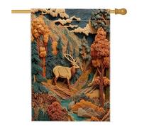Bandiere autunnali 3D in rilievo con alce del bosco, 71 x 101 cm, double face, per esterni, bandiera vintage vintage con animali selvatici, bandiera per la casa, per la casa, il cortile della foresta