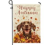 Bandiere autunnali a pelo corto da giardino per cani, 30,5 x 45,7 cm, double face, per esterni, divertente motivo autunnale con foglie d'acero, bandiere standard in tela per la casa, strana e carina