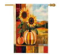 Bandiere autunnali astratte con zucca e girasole per la casa, 71 x 101 cm, double face, per esterni, autunno campagna raccolta lino verticale tela per la casa, bandiera per la casa del Ringraziamento