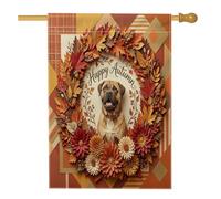 Bandiere autunnali Bullmastiffs per la casa del cortile del cortile del cane 28 x 40 su entrambi i lati per esterni, bandiere per la casa con foglie floreali per le vacanze, bandiera autunnale del