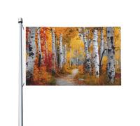 Bandiere autunnali con alberi di betulla per casa da cortile, 0,9 x 1,5 m, striscione di auguri con occhielli per interni ed esterni, decorazioni per la casa