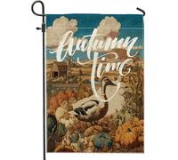 Bandiere autunnali da giardino con anatra da fattoria, 30,5 x 45,7 cm, double face, per decorazione esterna, bandiera autunnale per la casa in tela, bandiera per la casa, piccola bandiera per cortile