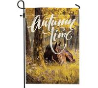 Bandiere autunnali da giardino con cavalli panoramici del bosco 30,5 x 45,7 cm, double face, per esterni, foresta autunnale, animali selvatici, bandiera per la casa, paesaggio naturale, cortile