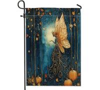 Bandiere autunnali da giardino delle fate della foresta 30,5 x 45,7 cm, double face, decorative esterne, divertente motivo autunnale con foglie d'acero, bandiera per casa del Ringraziamento, piccola