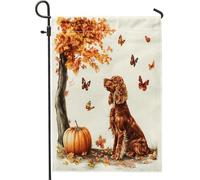 Bandiere autunnali da giardino per cani con acquarello irlandese, 30,5 x 45,7 cm, double face, per decorazione esterna, bandiera autunnale per animali domestici in tela di acero, bandiera per casa
