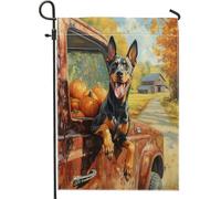 Bandiere autunnali da giardino per cani Doberman, 30,5 x 45,7 cm, double face, per esterni, con zucca autunnale, bandiere standard per esterni, decorazione per esterni, cortile, cortile, prato