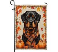 Bandiere autunnali da giardino per cani Rottweilers, 30,5 x 45,7 cm, double face, decorazione per esterni, bandiera autunnale vintage con cuccioli, bandiera per casa, zucca per animali domestici