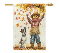 Bandiere autunnali per cani boxer, 71 x 101 cm, double face, per esterni, con foglie di spaventapasseri autunnali, bandiere per la casa, bandiere per il cortile dei cuccioli