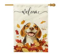 Bandiere autunnali per cani con Beagle, 71 x 101 cm, double face, per esterni, divertente bandiera autunnale con foglie d'acero, cuccioli, tela verticale, bandiera per la casa, strana bandiera carina