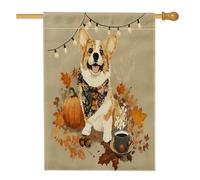Bandiere autunnali per cani Corgi 71 x 101 cm su entrambi i lati per esterno, autunno zucca caffè ghianda lino bandiera verticale per casa, cucciolo animale domestico cortile cortile stampa bandiera