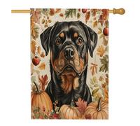 Bandiere autunnali per cani Rottweilers, 71 x 101 cm, double face, bandiere per la casa in iuta standard per il raccolto delle foglie autunnali, bandiere per il cortile dei cuccioli, decorazioni per