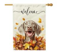 Bandiere autunnali per cani Weimaraner, 71 x 101 cm, double face, per esterni, divertente bandiera autunnale con foglie d'acero, cuccioli, tela verticale, bandiera per la casa, strana e carina