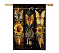 Bandiere autunnali per la casa con farfalle bohémien, 71 x 101 cm, double-face, per esterni, per l'autunno, estetica, insetti standard, verticale, in tela, decorazione per la casa, tribù retrò