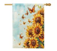 Bandiere autunnali per la casa con farfalle e girasole, 71 x 101 cm, double face, per esterni, acquerello, autunno, insetto, standard, verticale, tela, bandiera per la casa, divertente raccolta